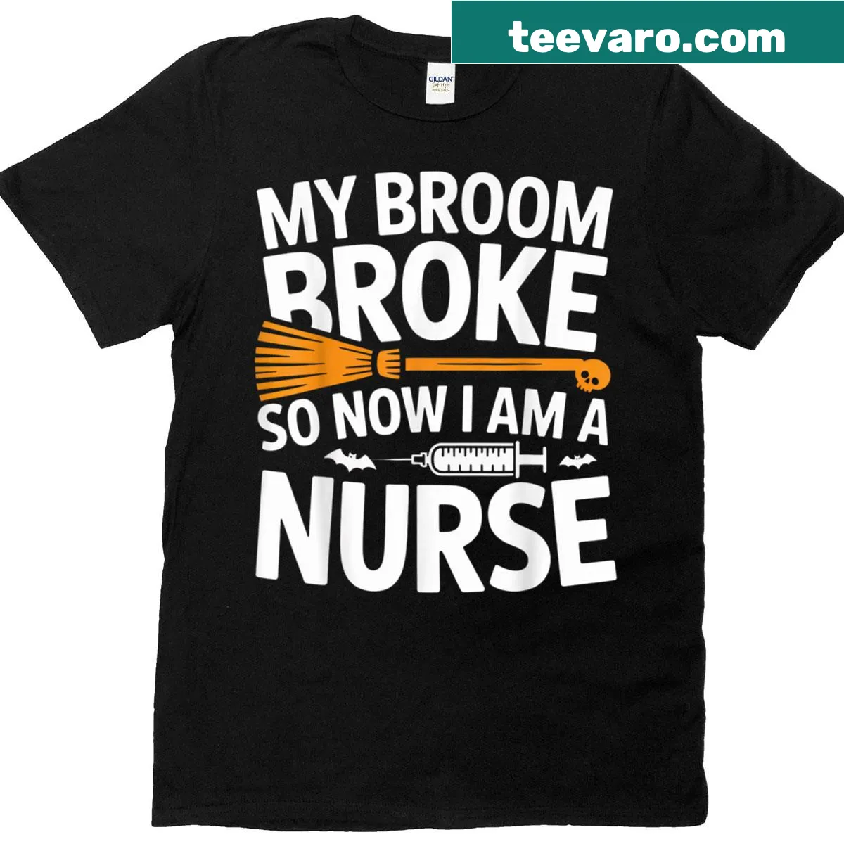 Halloween humor T-shirt for nurses with playful text — on a men's t-shirt