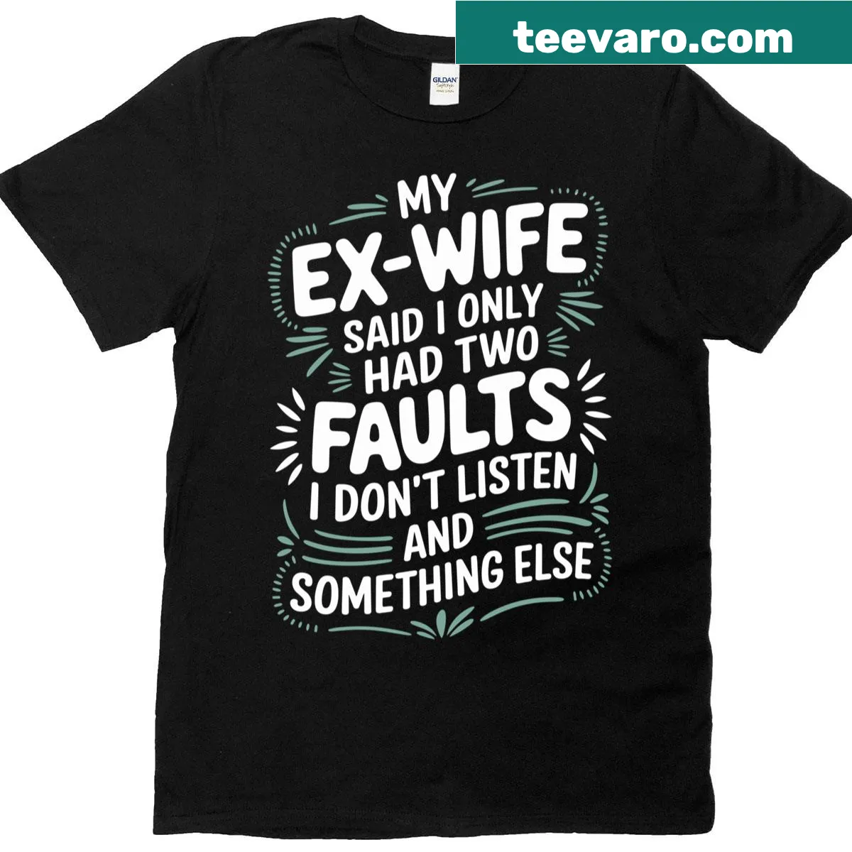Funny T-shirt with humorous text about divorce — on a men's t-shirt
