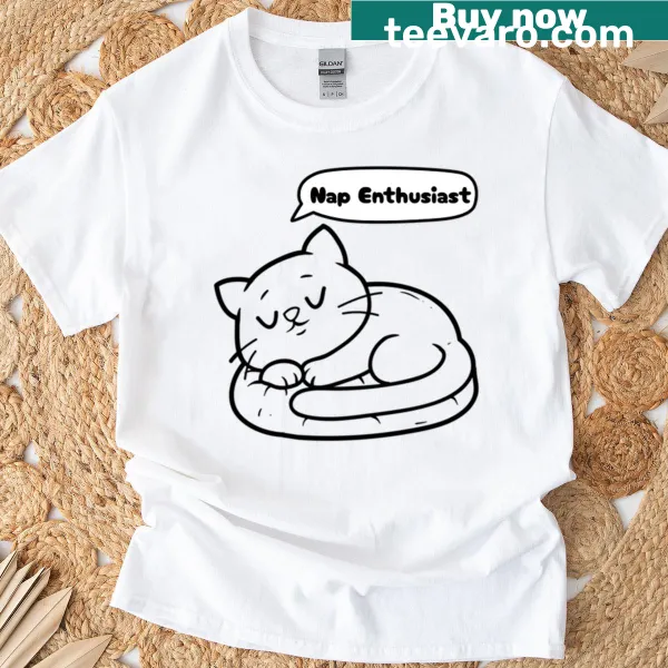 T-shirt celebrating napping with fun graphics.