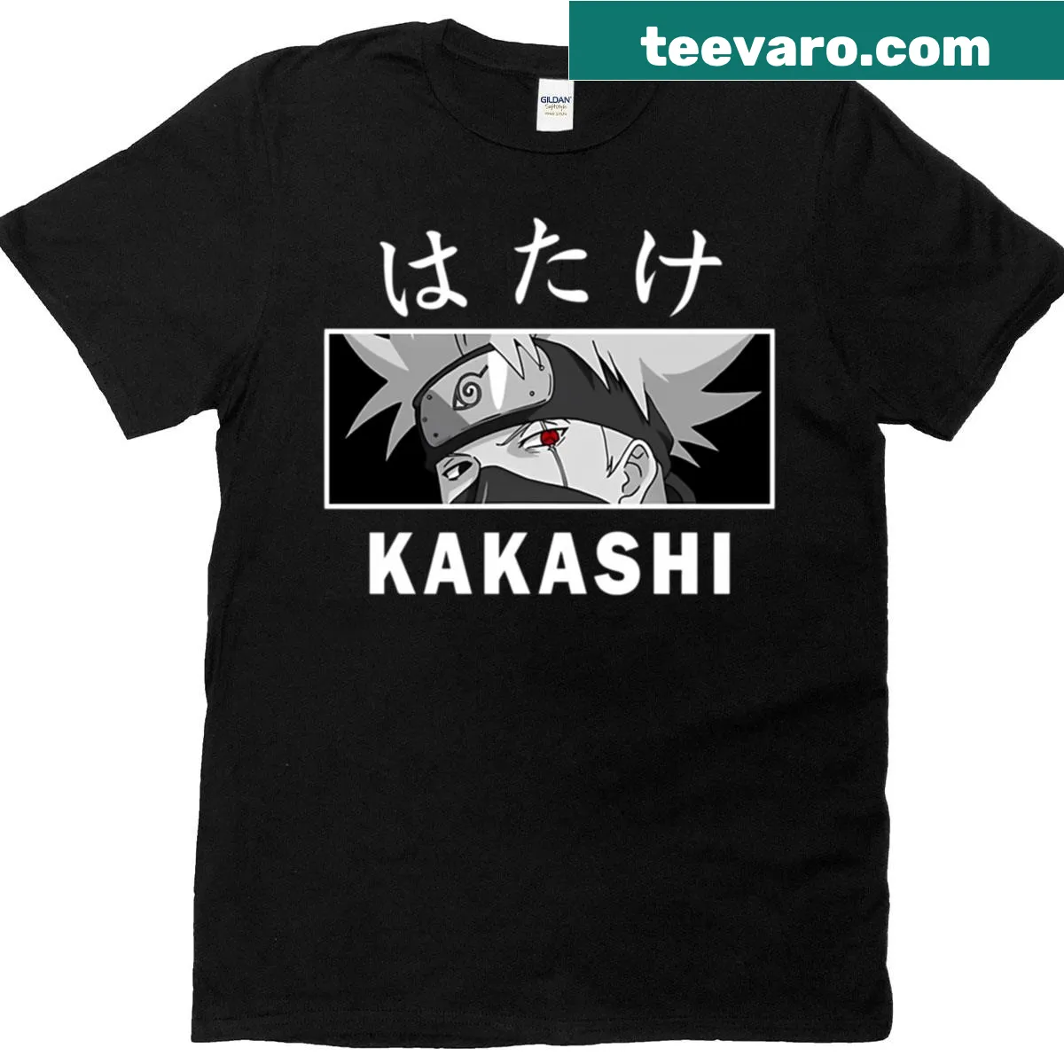 Illustrative T-shirt featuring Ninja Kakashi character — on a men's t-shirt