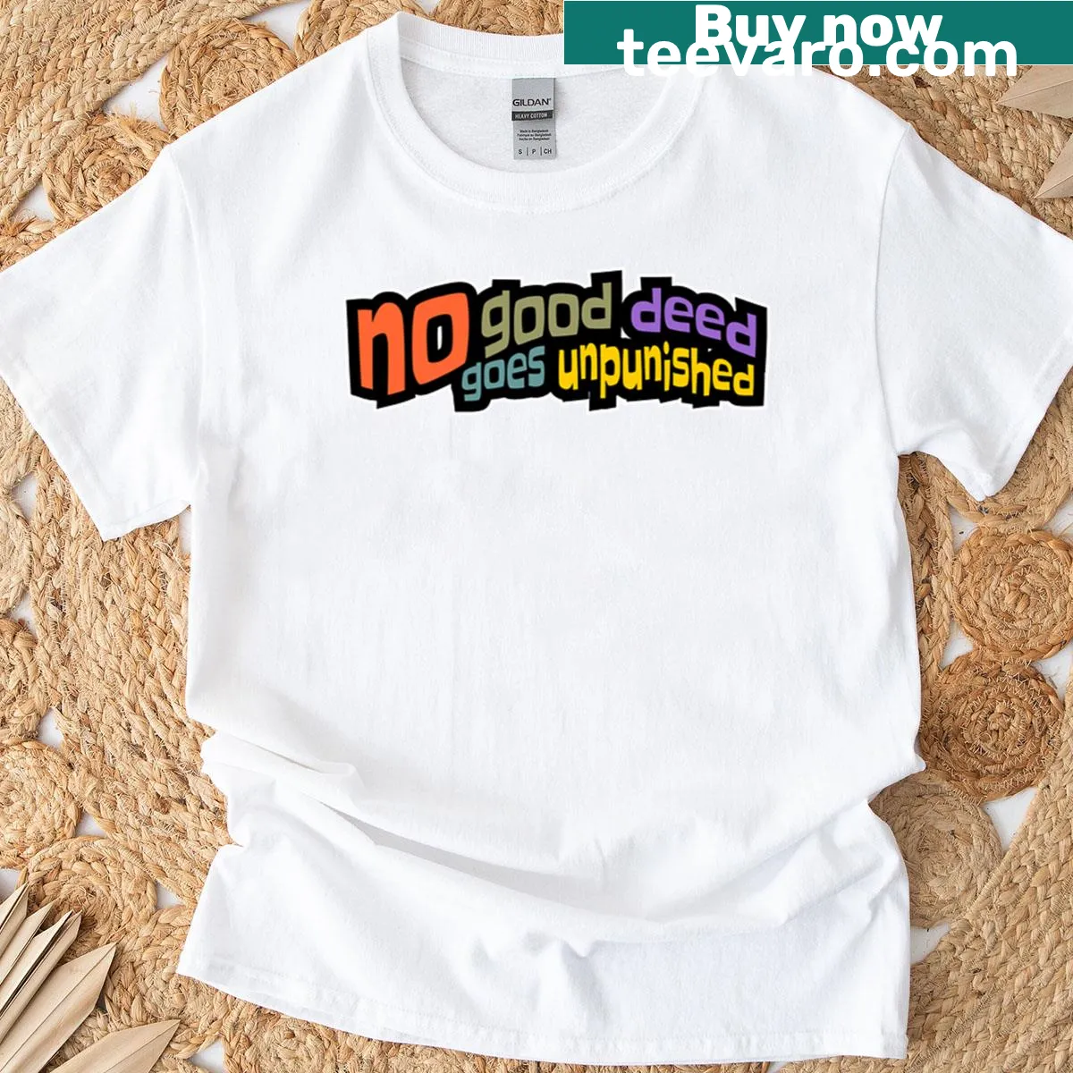 Funny nurse t-shirt featuring the phrase 'No Good Deed Goes Unpunished' in bold typography — on a men's t-shirt