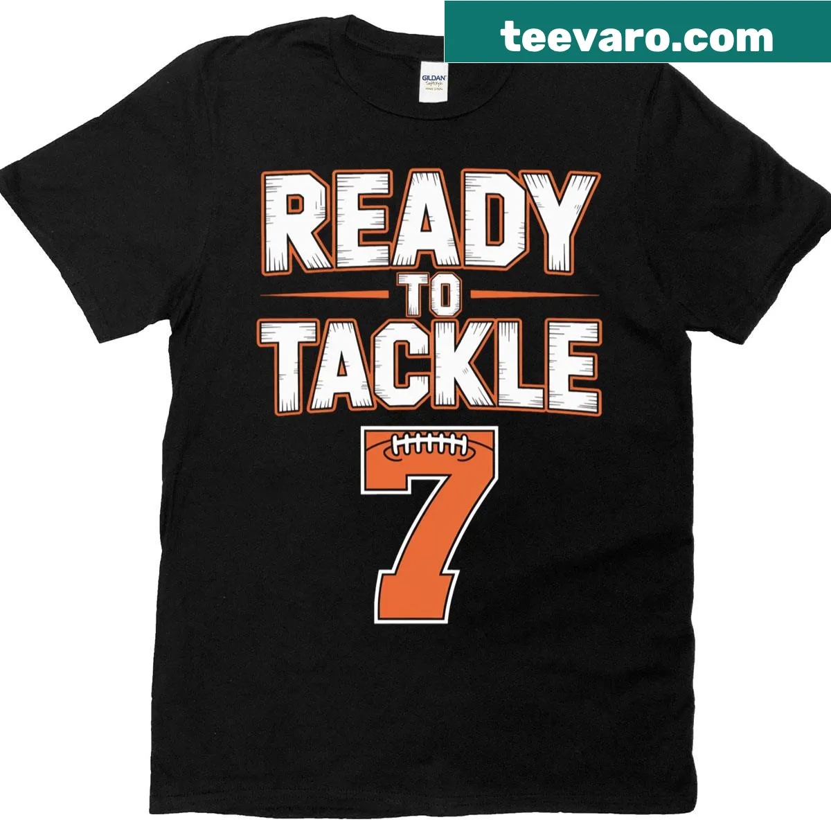 Youth football T-shirt featuring the number 7, celebrating young athletes. — on a men's t-shirt