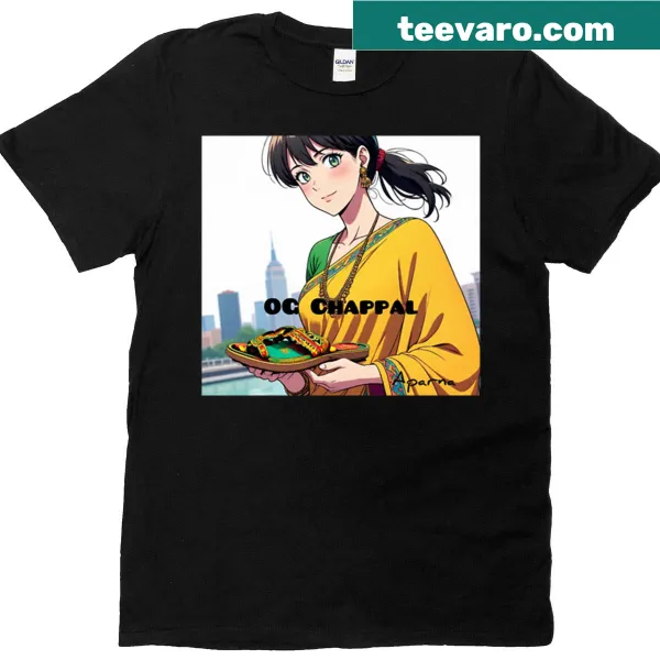 T-shirt featuring a graphic of traditional chappal footwear