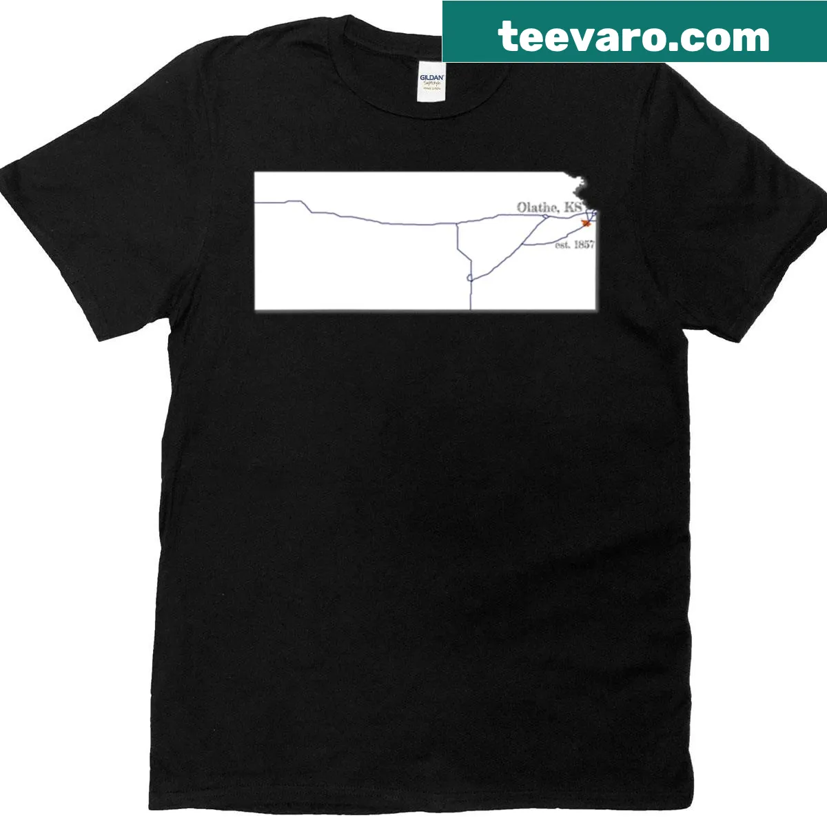 Simple T-shirt featuring the name Olathe Ks — on a men's t-shirt