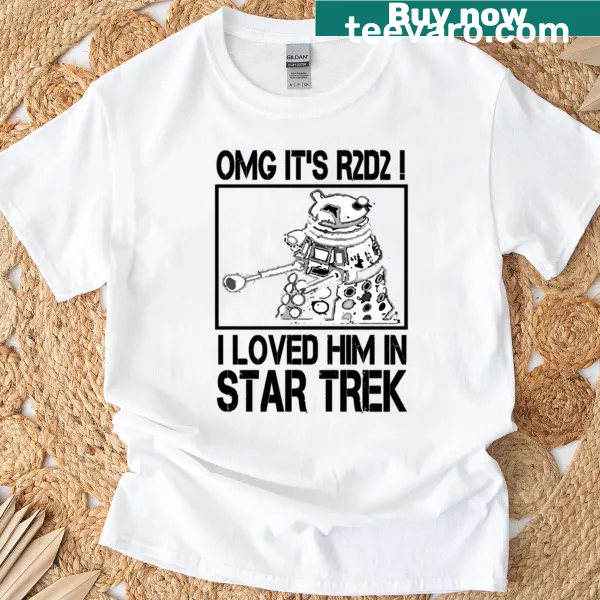 Humorous R2-D2 graphic t-shirt blending Doctor Who and Star Wars