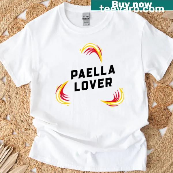Playful design celebrating paella on a T-shirt