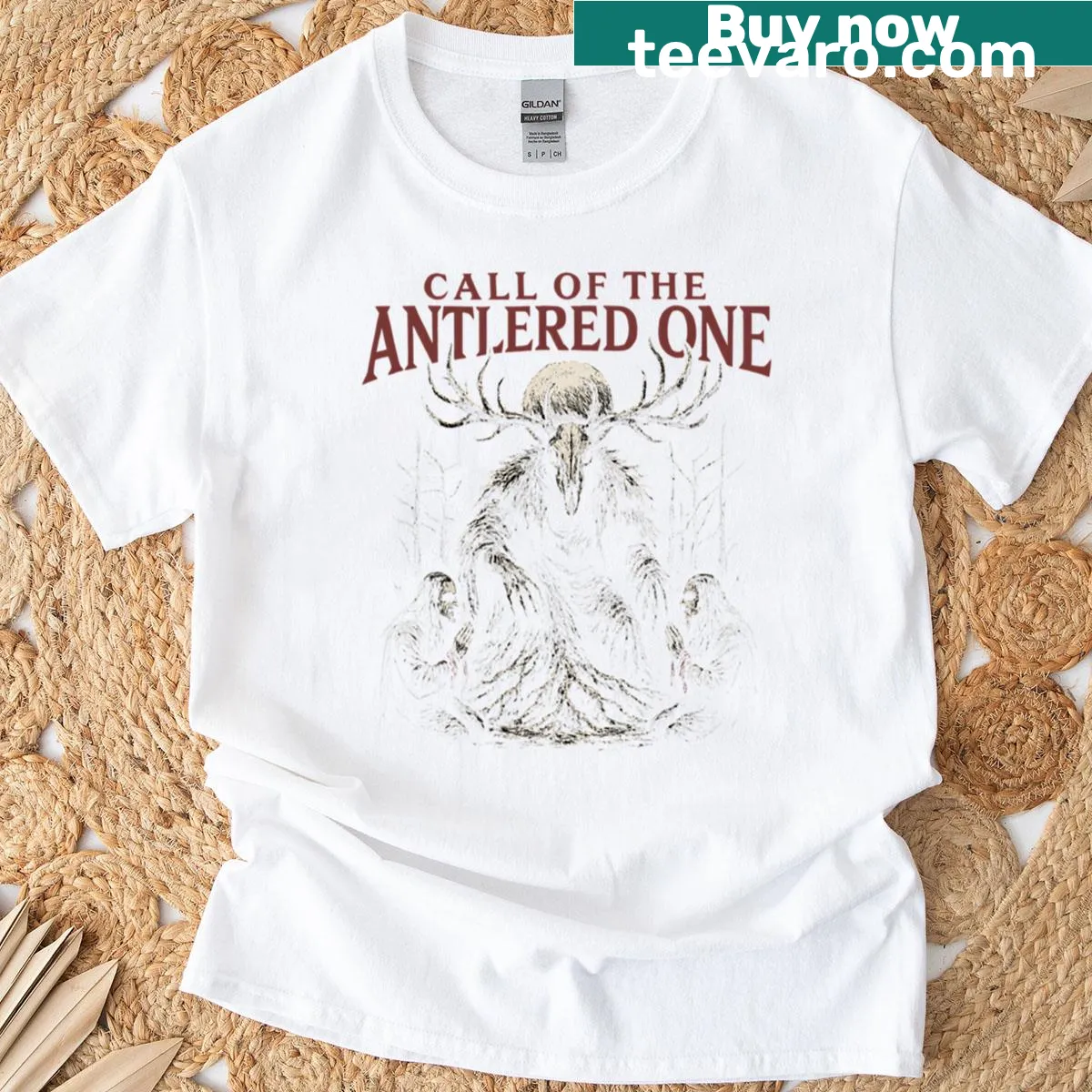Norse forest deity artwork on a T-shirt — on a men's t-shirt
