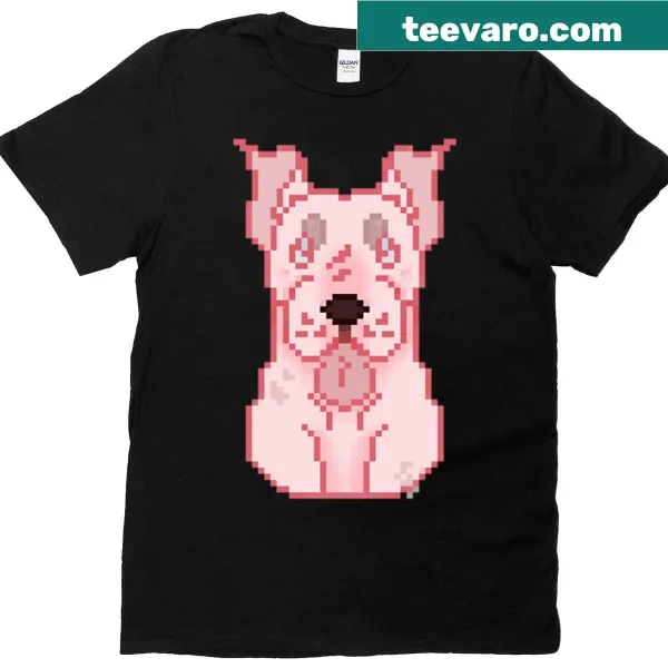 Illustration of a playful dog named Petey on a T-shirt