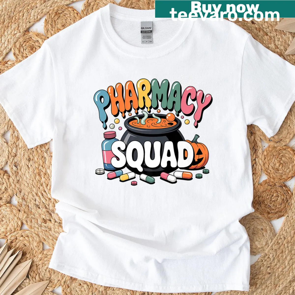 Funny Halloween T-shirt for pharmacy technicians — on a men's t-shirt