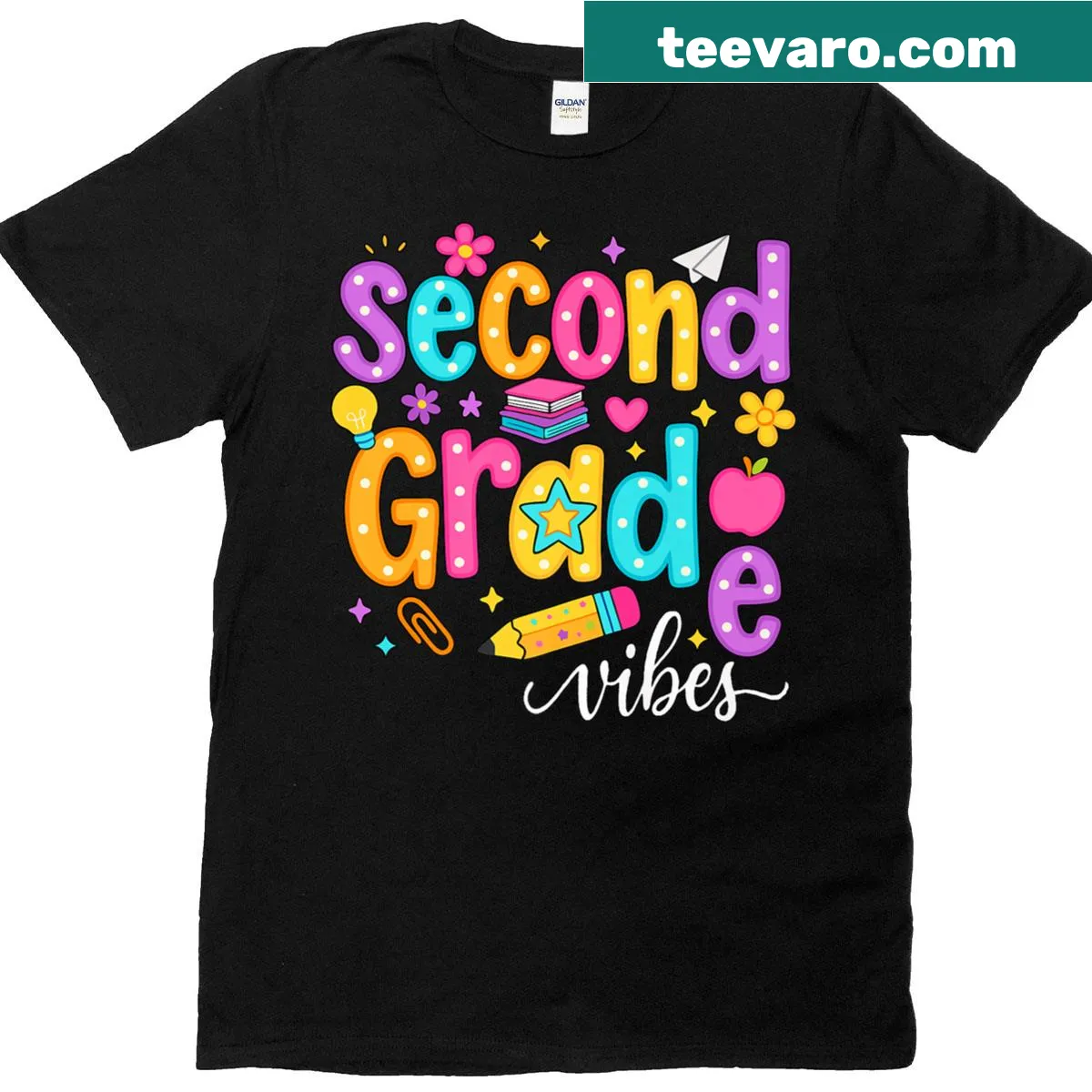Cute second grade vibes graphic t-shirt for kids — on a men's t-shirt