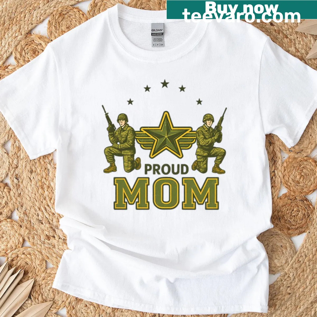 Typography t-shirt celebrating proud motherhood with heartfelt text — on a men's t-shirt