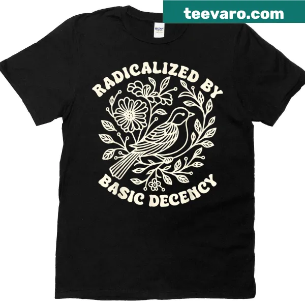 Floral T-shirt featuring the phrase about decency