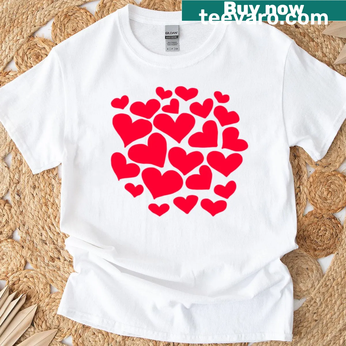 T-shirt with whimsical heart rain design — on a men's t-shirt