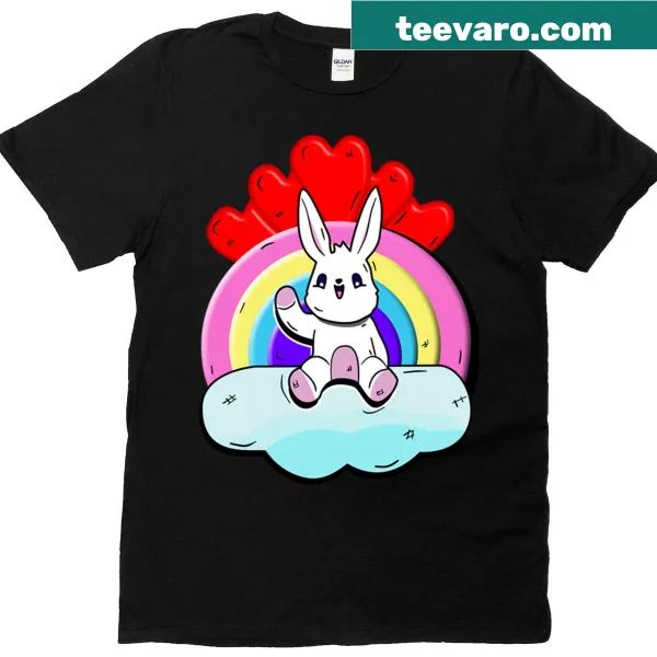 Kawaii T-shirt featuring a cute rainbow bunny design