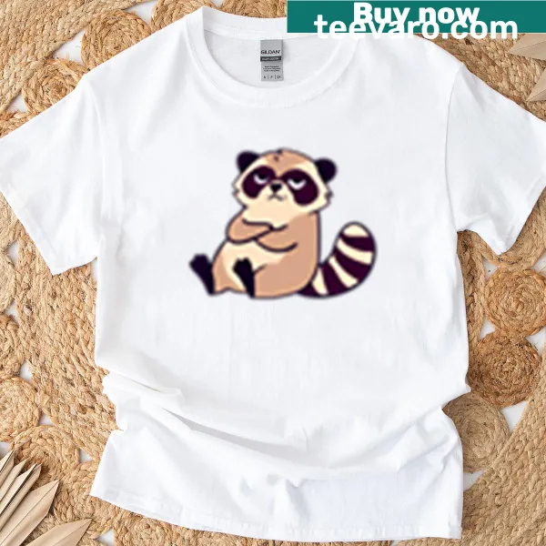 Grumpy raccoon lounging t-shirt illustration