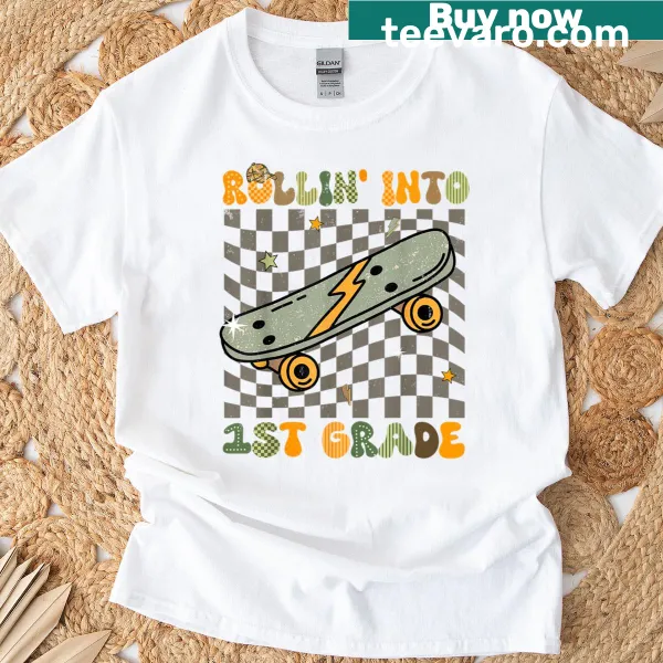 Checkered t-shirt with skater theme for kids