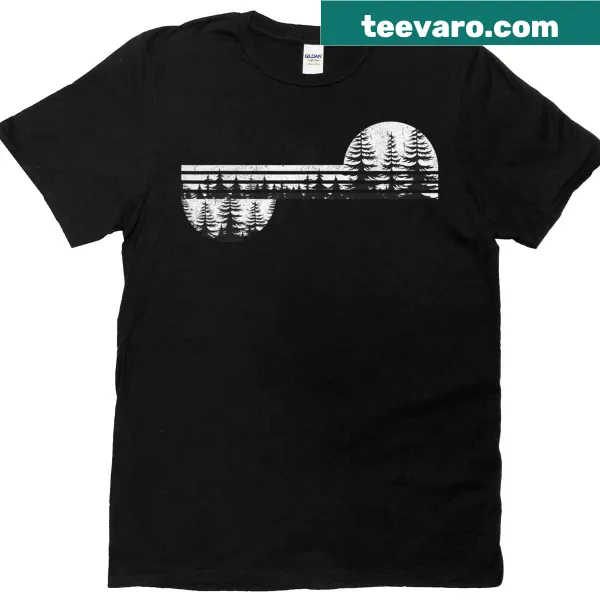Vintage graphic of forest trees on a t-shirt