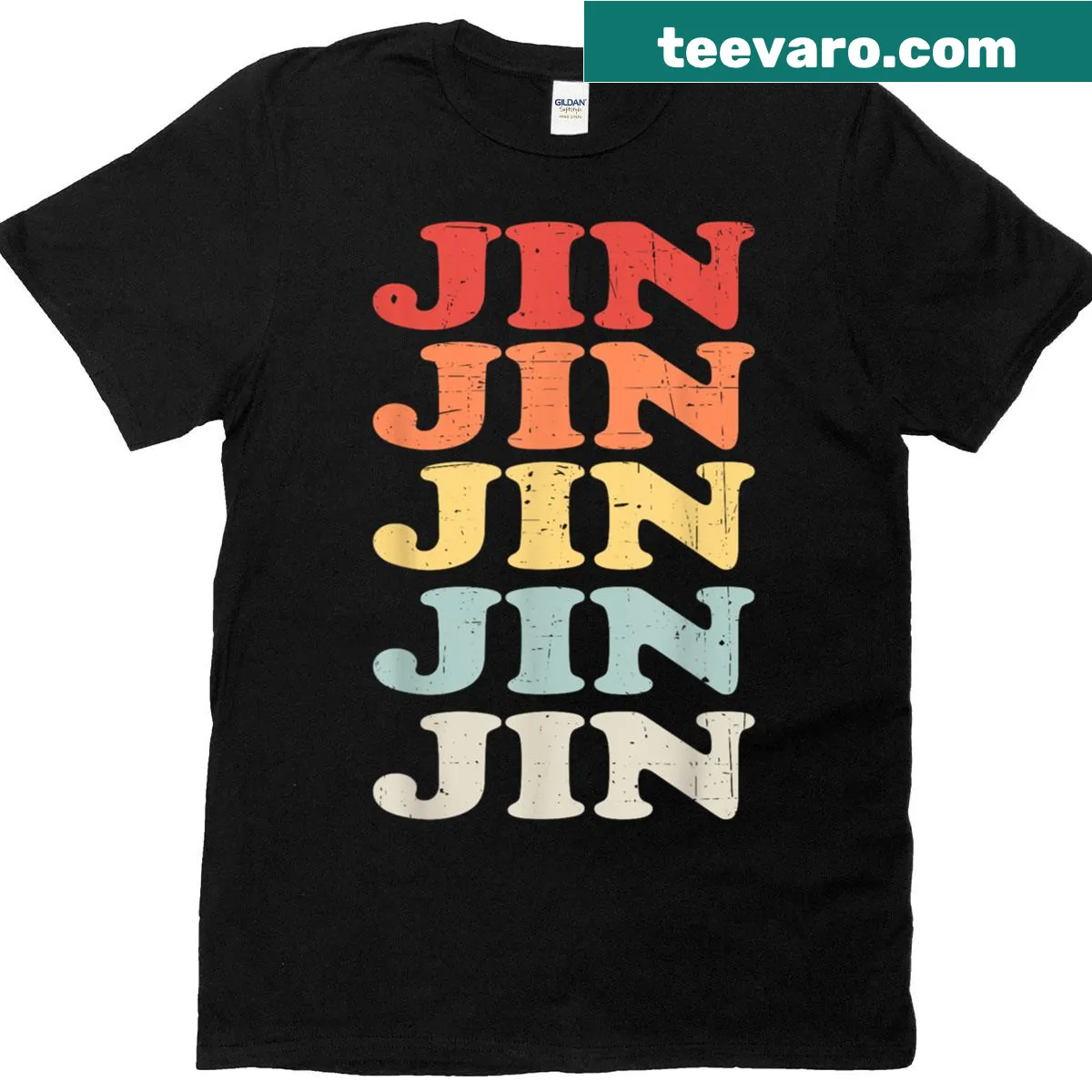 Vintage personalized t-shirt with the name Jin — on a men's t-shirt