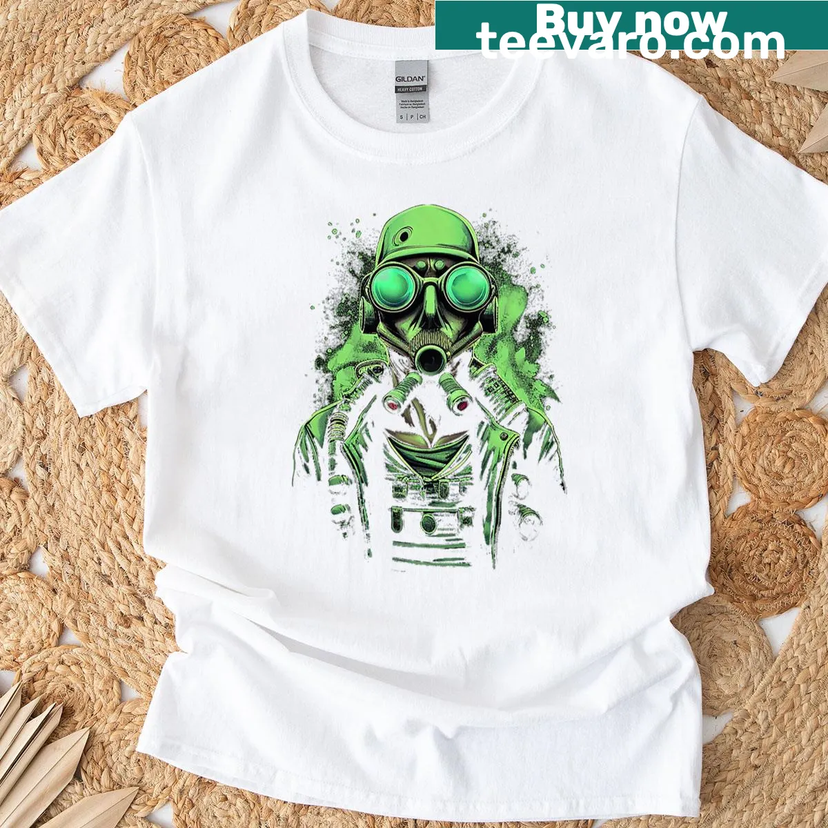 Minimalist t-shirt with 'Safety First' text design. — on a men's t-shirt