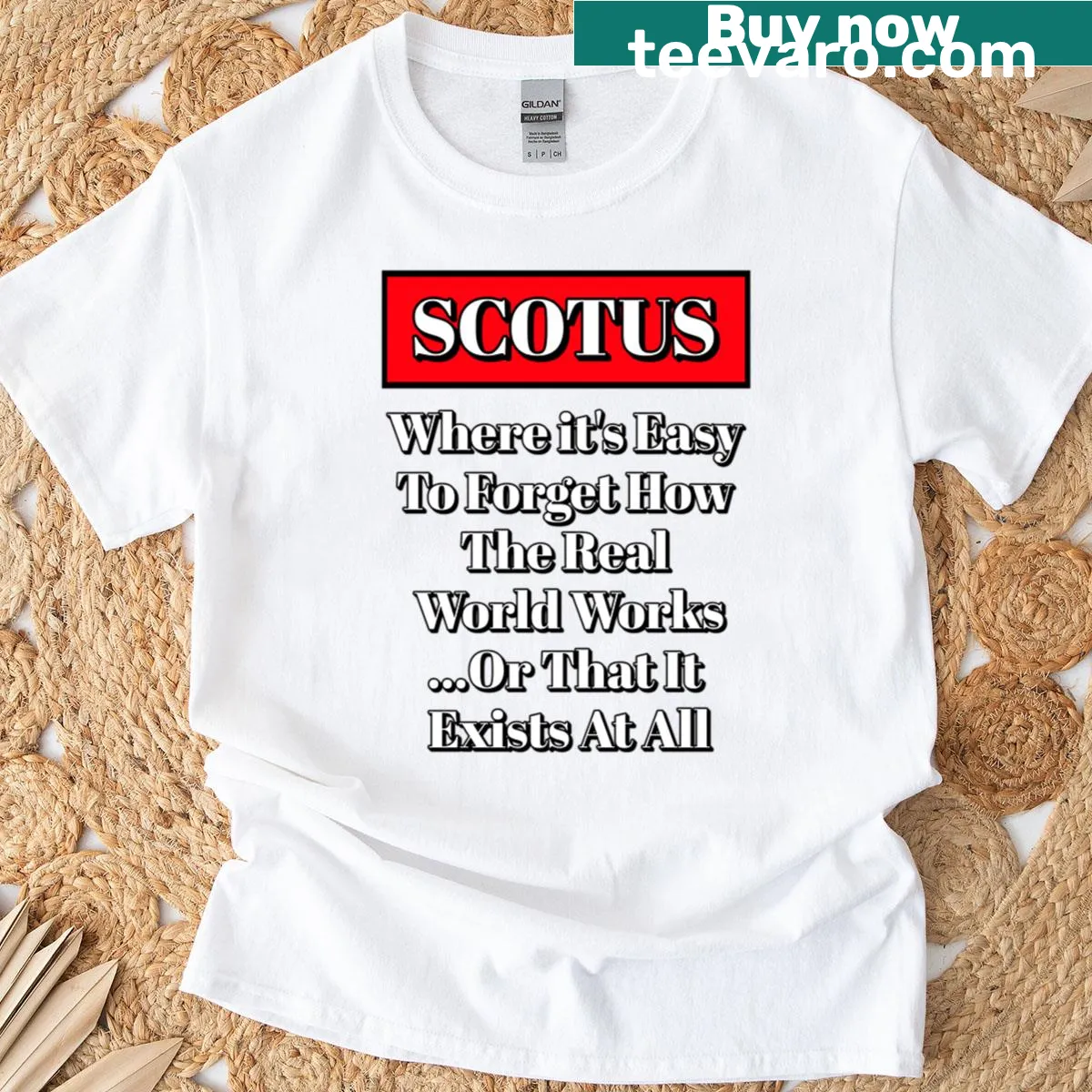 Text T-shirt with satirical take on the Supreme Court — on a men's t-shirt