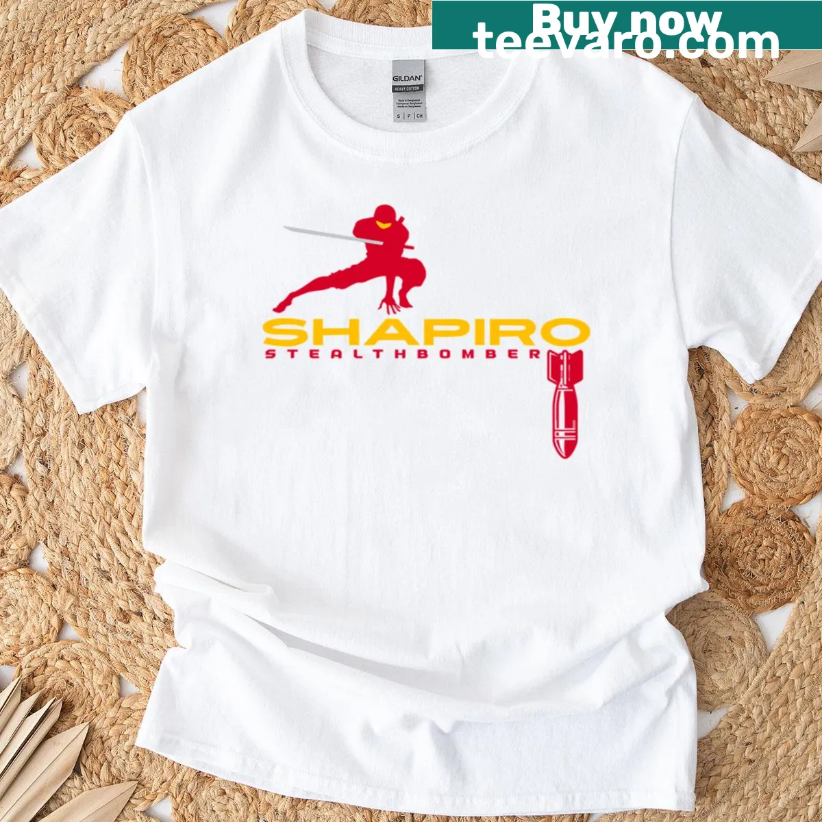 Cartoon graphic of a stealth bomber on a casual T-shirt — on a men's t-shirt