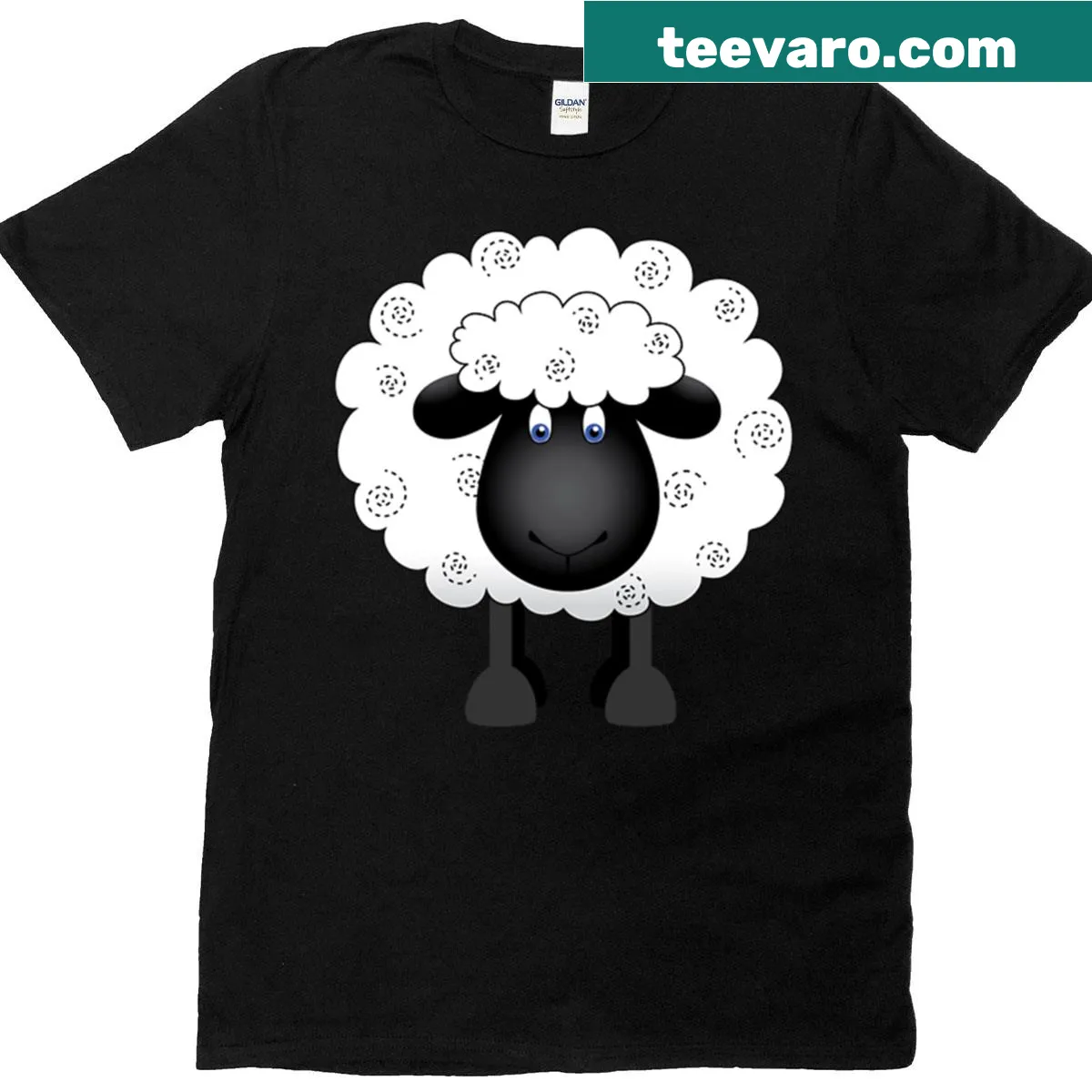 Cartoon sheep illustration on a kids' t-shirt featuring Shelby. — on a men's t-shirt
