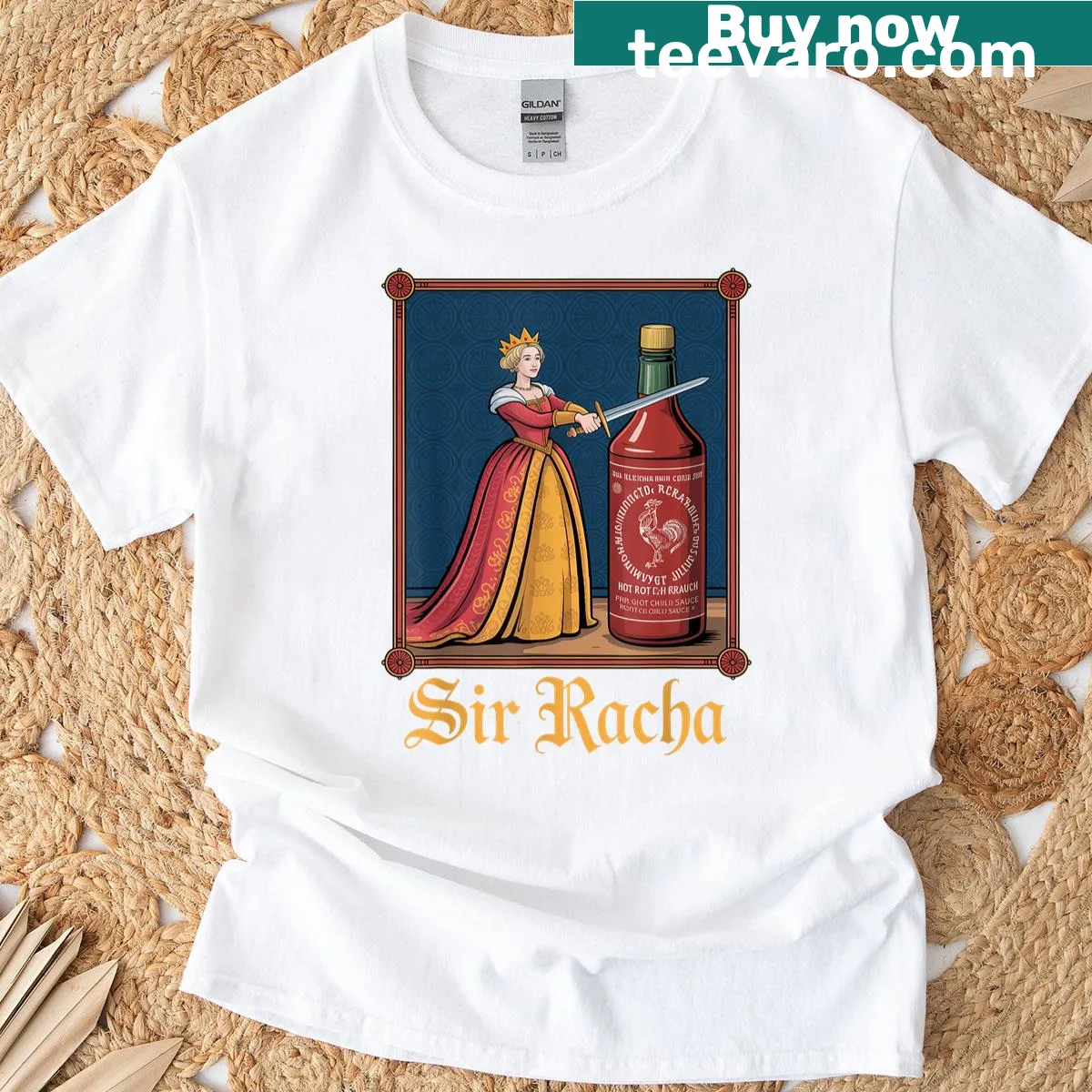 Funny text design 'Sir Racha' for hot sauce lovers on a t-shirt — on a men's t-shirt