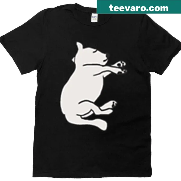 Cartoon slumped dog graphic on a T-shirt