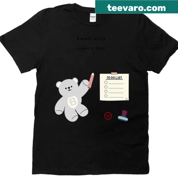 Gentle bear graphic with text on a white T-shirt