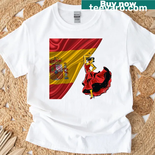 Typographic design celebrating Spain on a casual T-shirt.