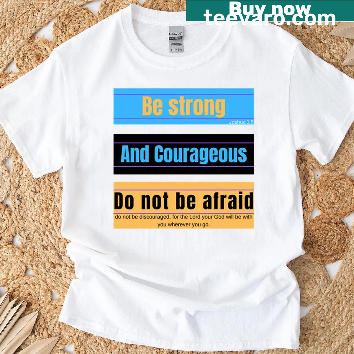 Inspirational T-shirt with the phrase 'Stand Bold In Faith' in prominent text — on a men's t-shirt