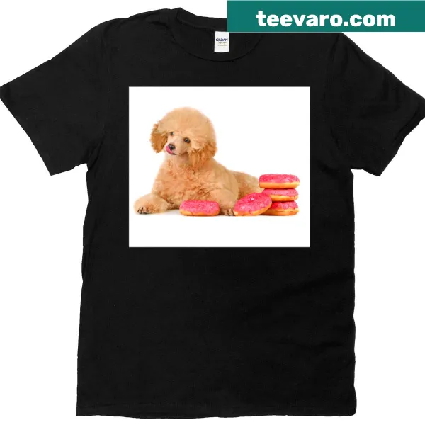 Adorable T-shirt featuring a studio shot of an apricot small poodle puppy
