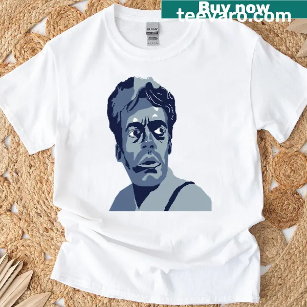 Noir portrait of a suspicious man on a t-shirt