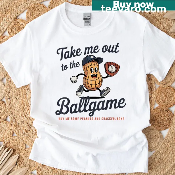 Playful baseball-themed shirt with lyrics from a classic tune