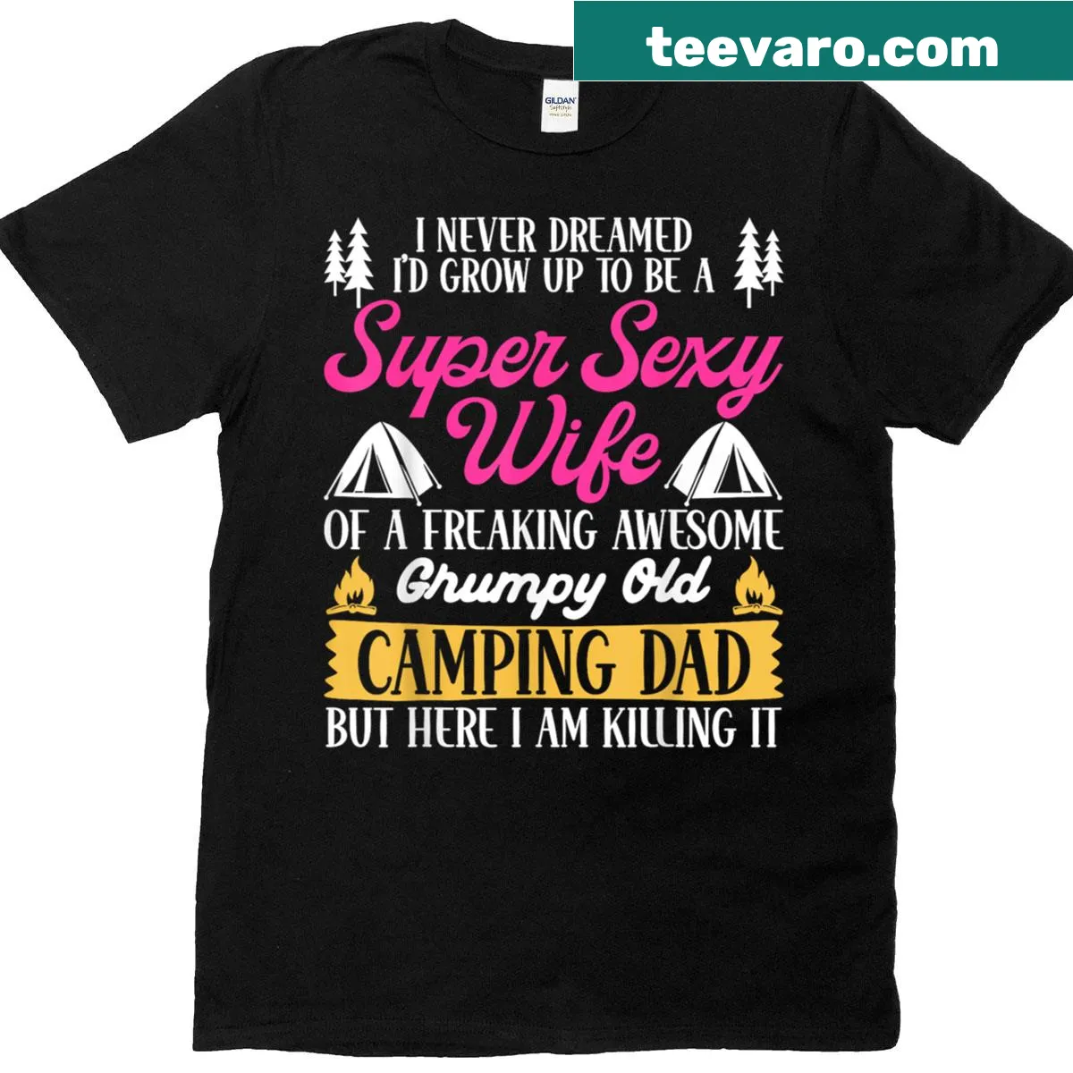 Vintage T-shirt for dads featuring camping theme and sentimental text — on a men's t-shirt