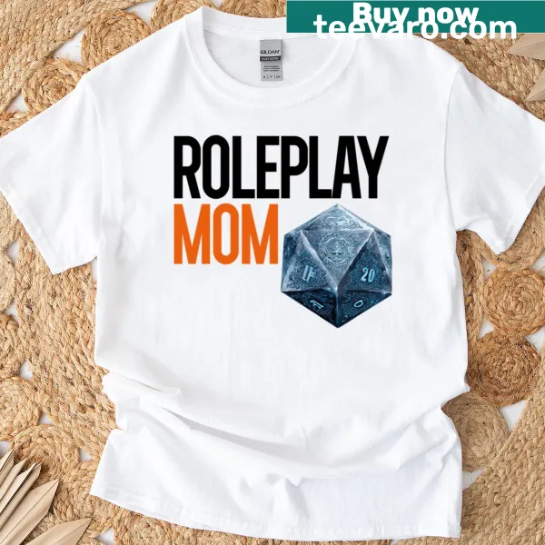 Roleplay Mom text T-shirt with playful typography