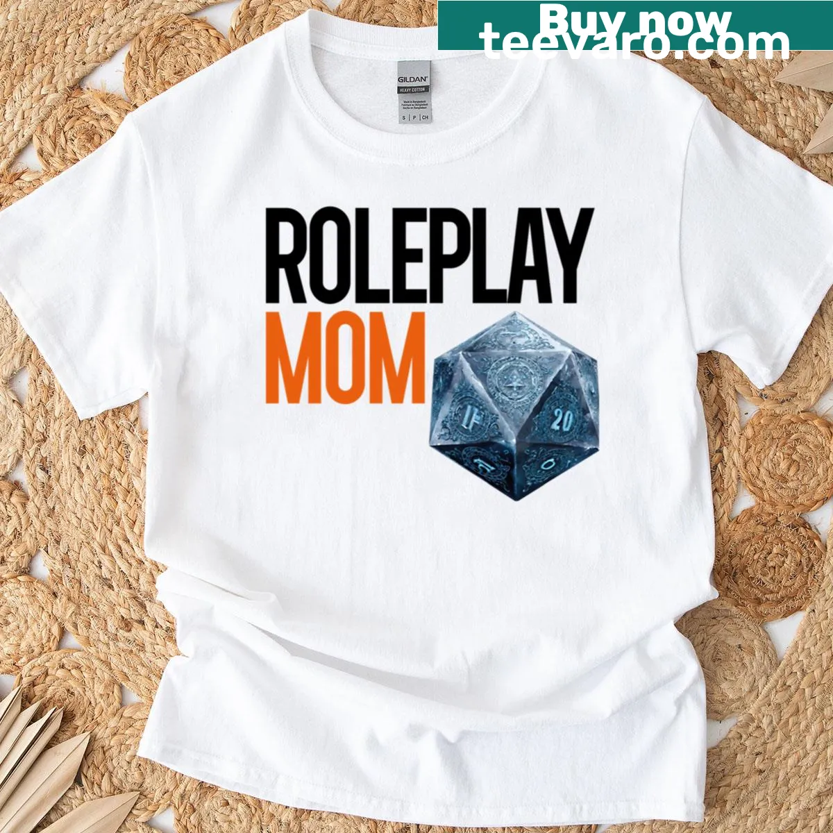 Roleplay Mom text T-shirt with playful typography — on a men's t-shirt