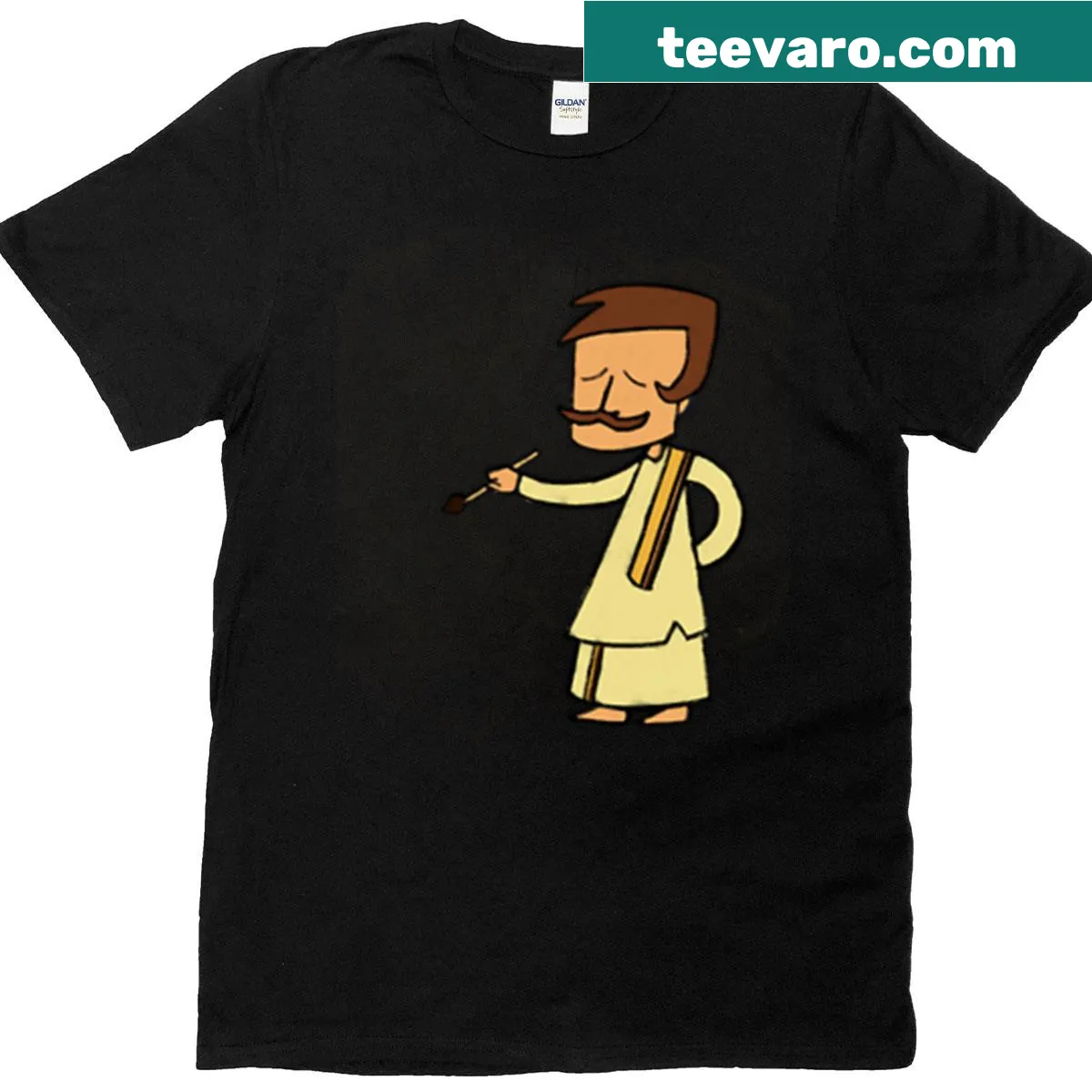 Typographic T-shirt celebrating Indian artists — on a men's t-shirt