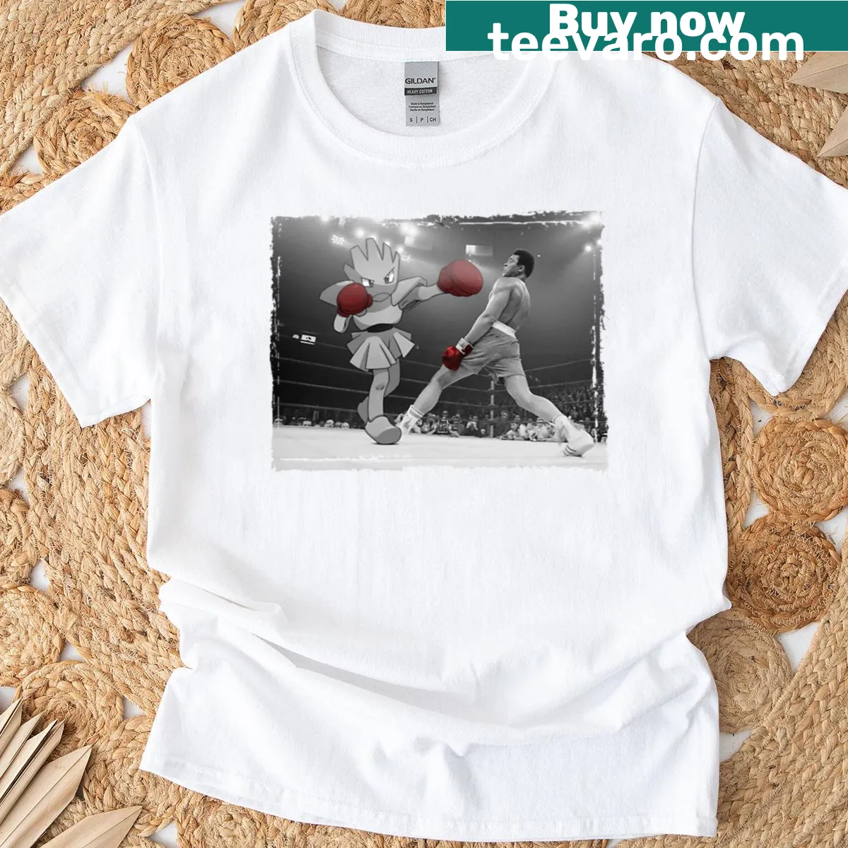 Illustrative design honoring legendary sports fights — on a men's t-shirt