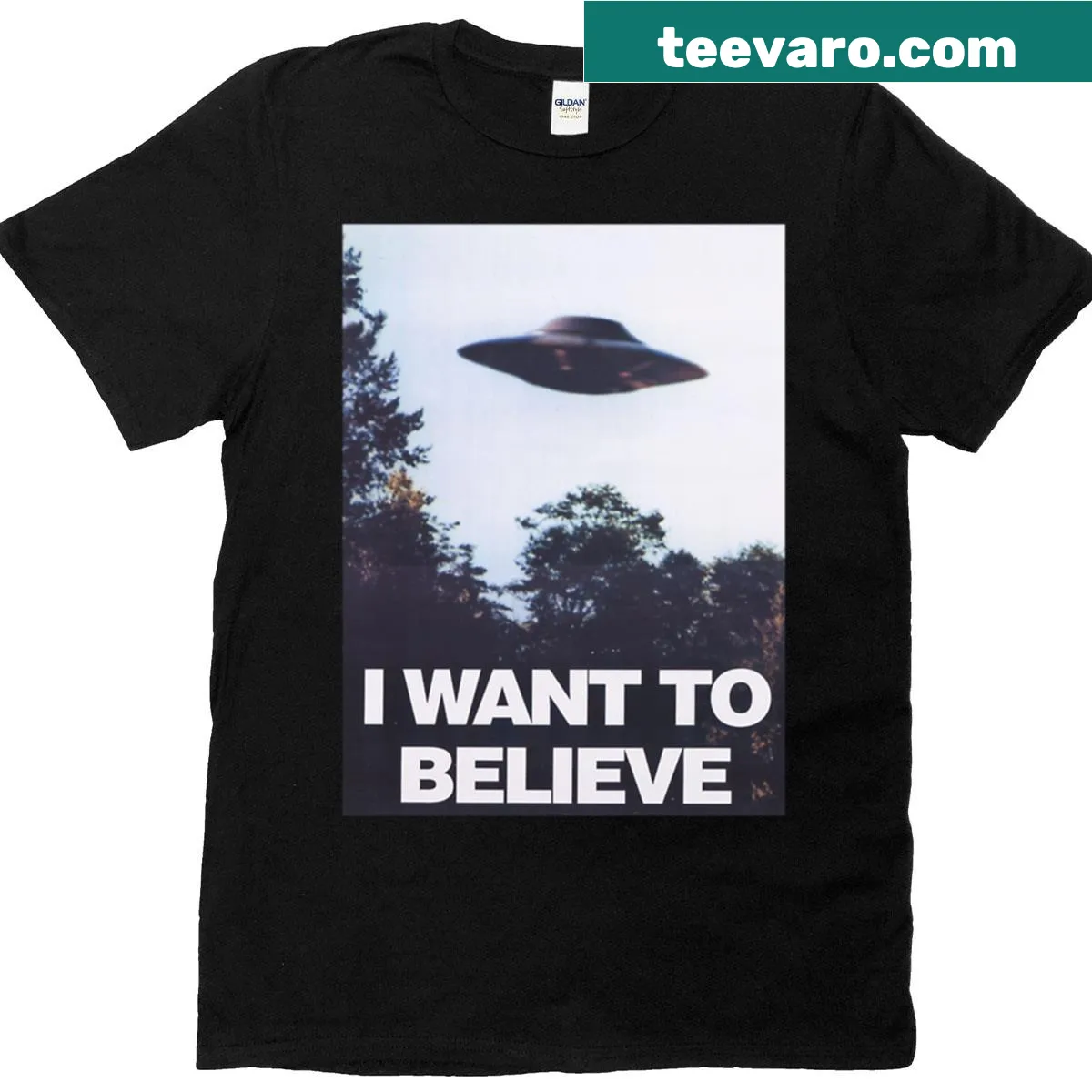 T-shirt featuring the phrase I Want To Believe from X-Files — on a men's t-shirt