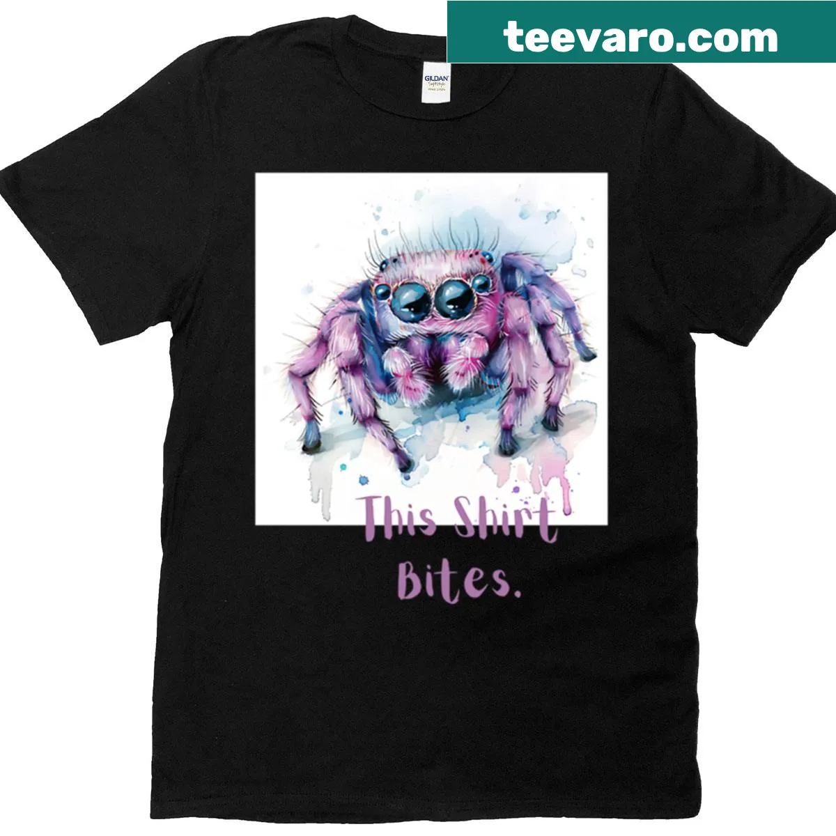 Humorous Halloween t-shirt featuring a cartoon spider and witty text. — on a men's t-shirt