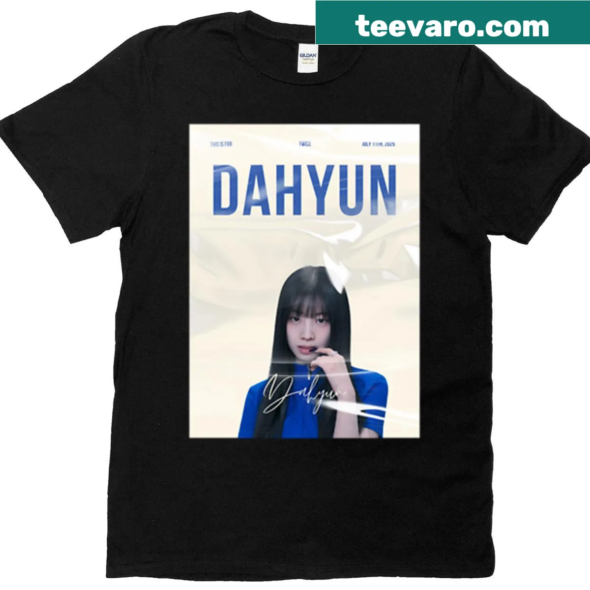 T-shirt honoring Dahyun from Twice with heartfelt typography — on a men's t-shirt
