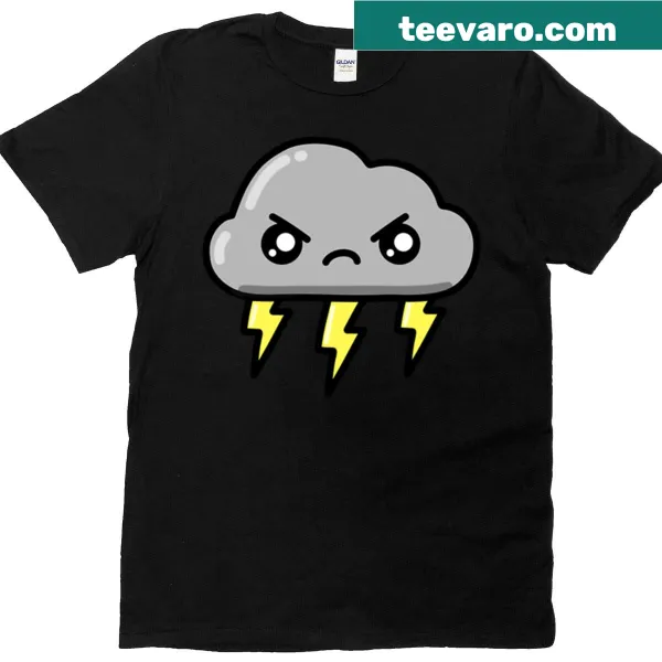 Artistic t-shirt featuring a whimsical thunder cloud design.