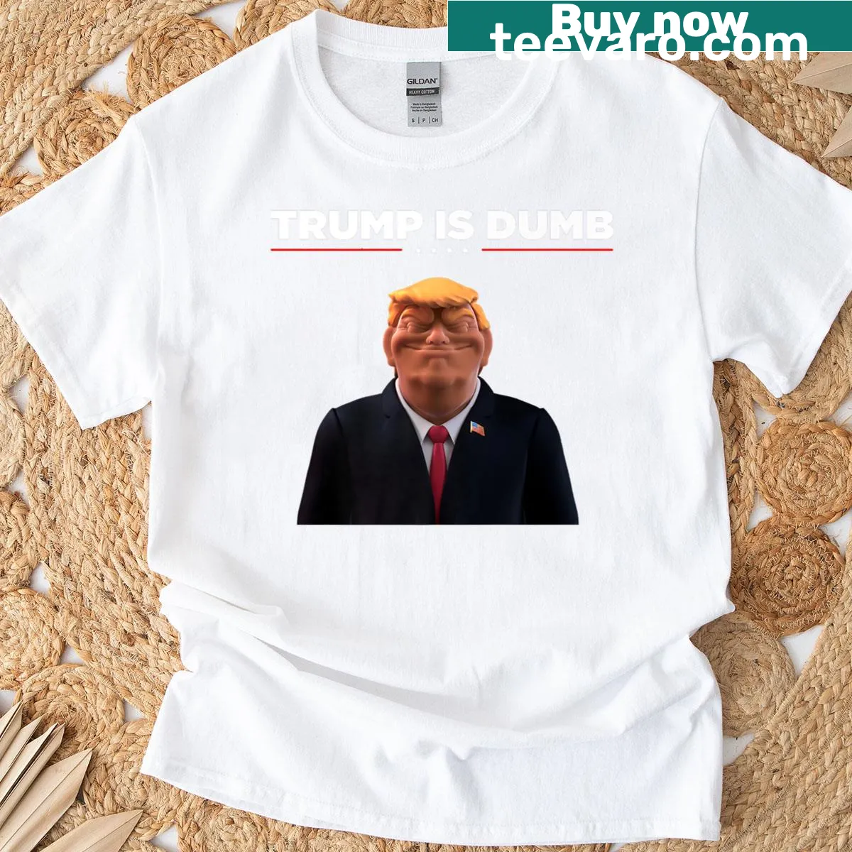 Text graphic saying 'Trump Is Dumb' on a political-themed t-shirt — on a men's t-shirt