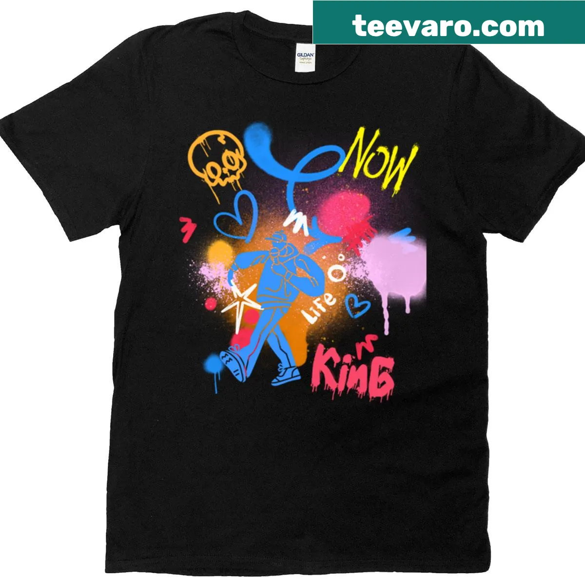 T-shirt featuring an urban graffiti street art design — on a men's t-shirt