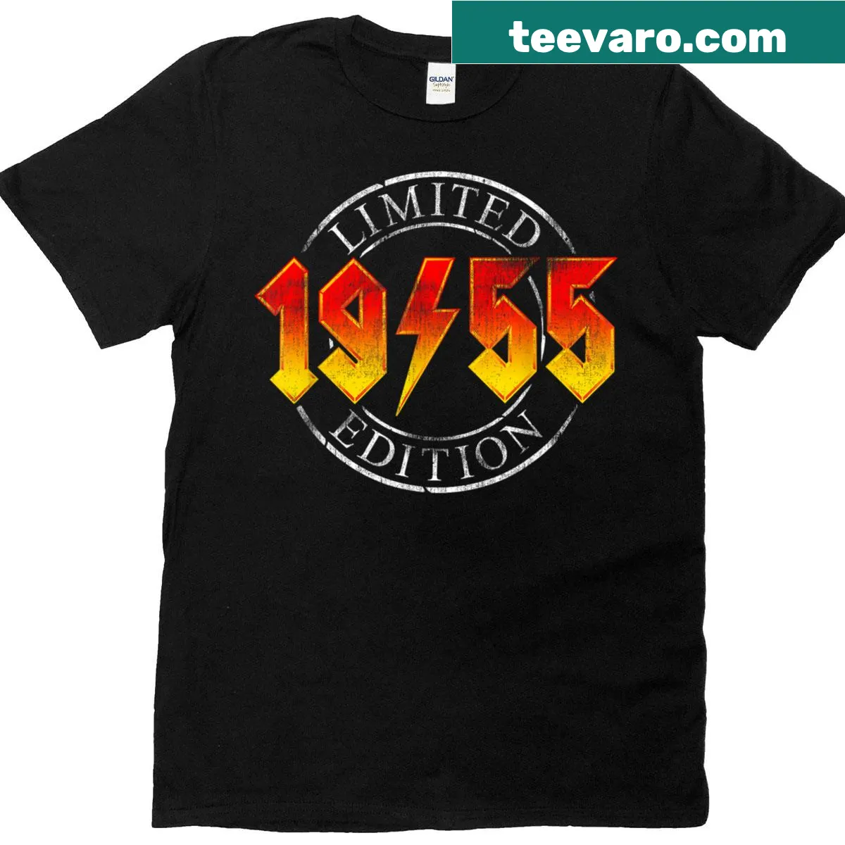 Vintage-style T-shirt honoring rock legends from 1955 — on a men's t-shirt