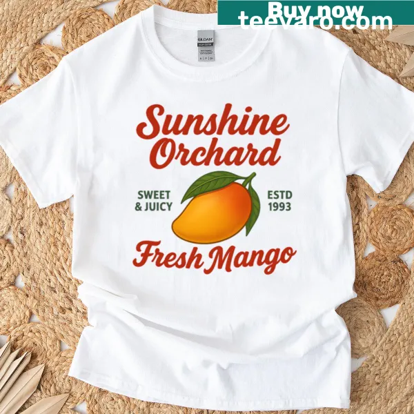 Vintage-style T-shirt with a mango fruit graphic