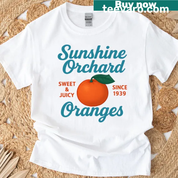 Vintage orange fruit graphic on t-shirt