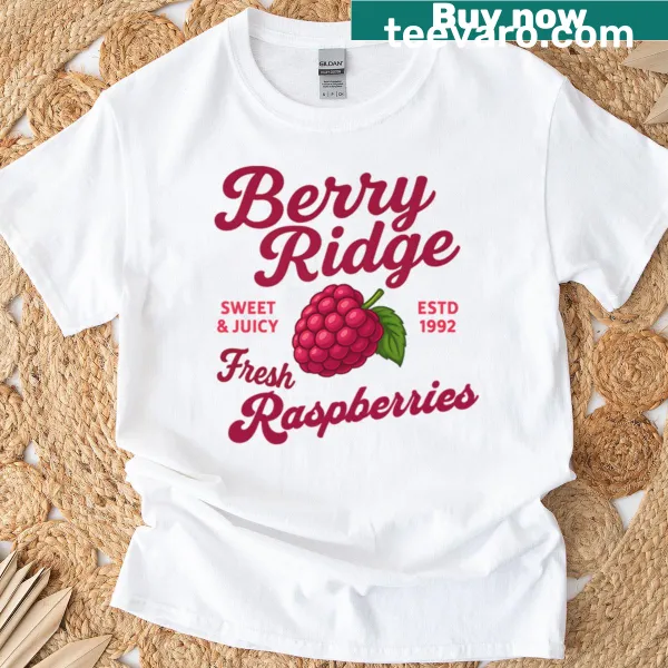 Vintage-style T-shirt featuring a distressed raspberry graphic
