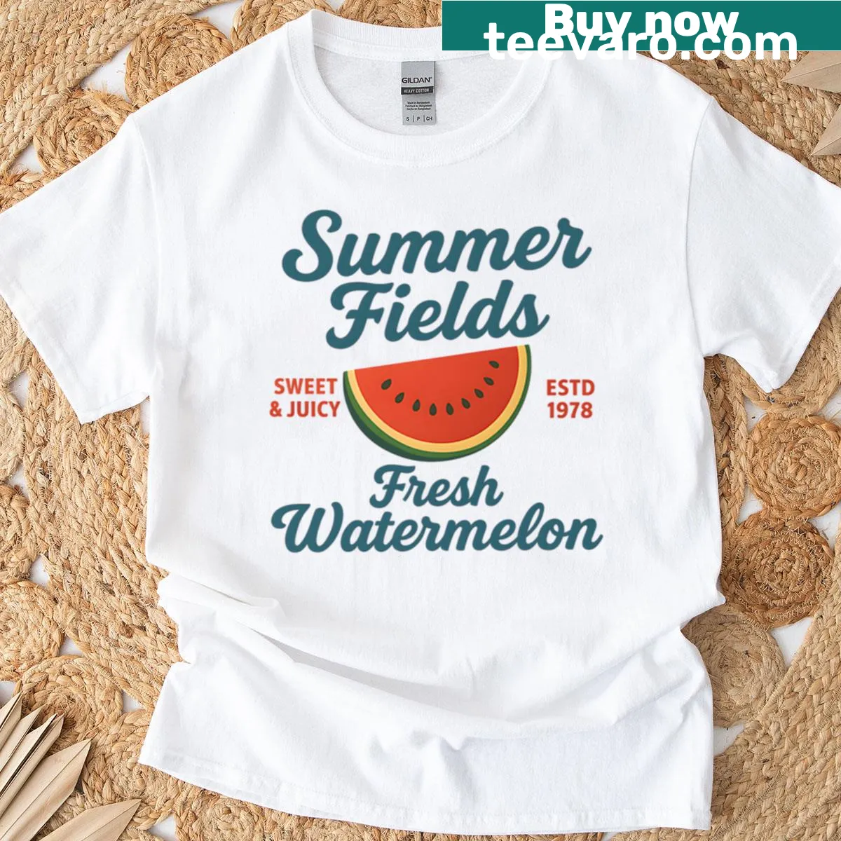 Vintage watermelon illustration on a distressed t-shirt — on a men's t-shirt